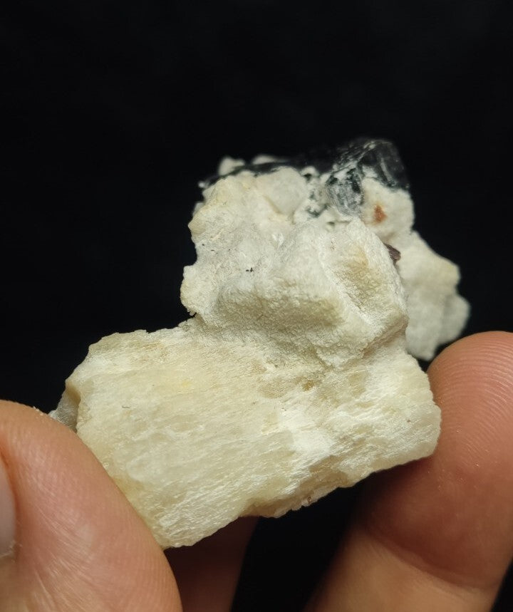 Natural Terminated Black Tourmaline Crystal with Feldspar/Albite 66 grams