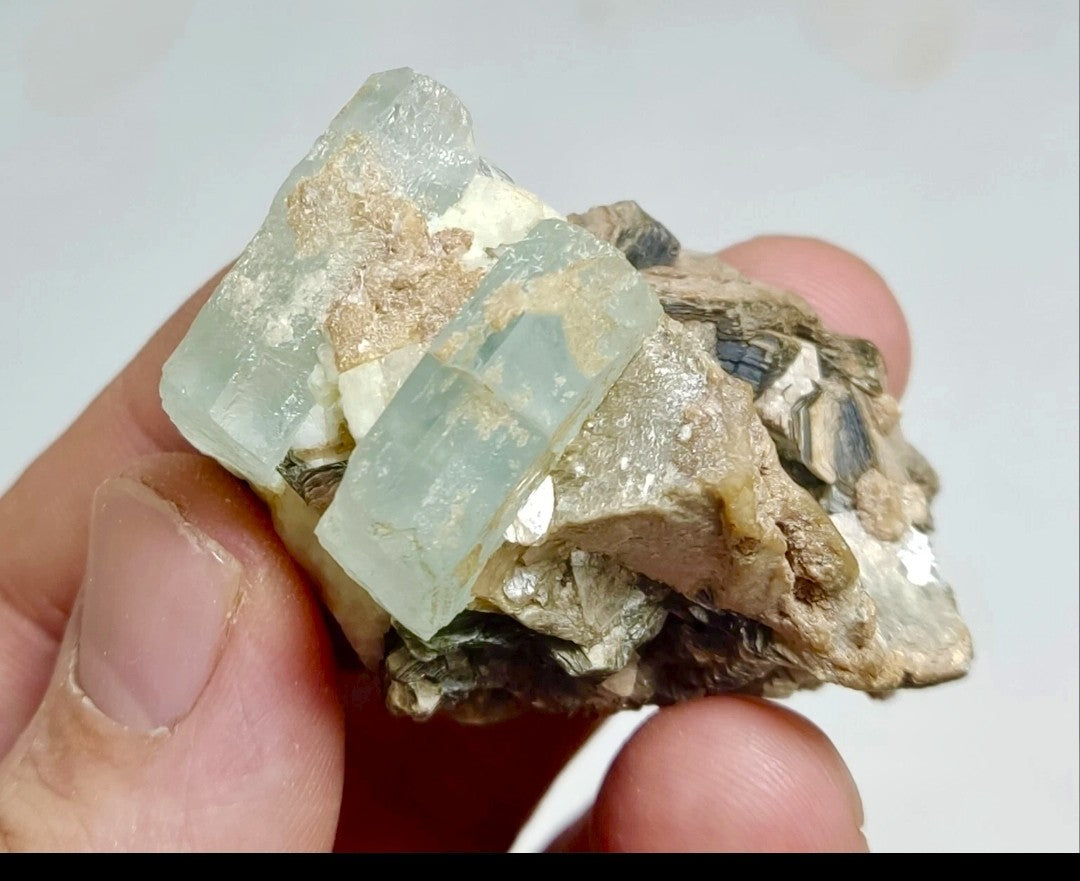 An Aesthetic specimen of aquamarine crystals on matrix 59 grams