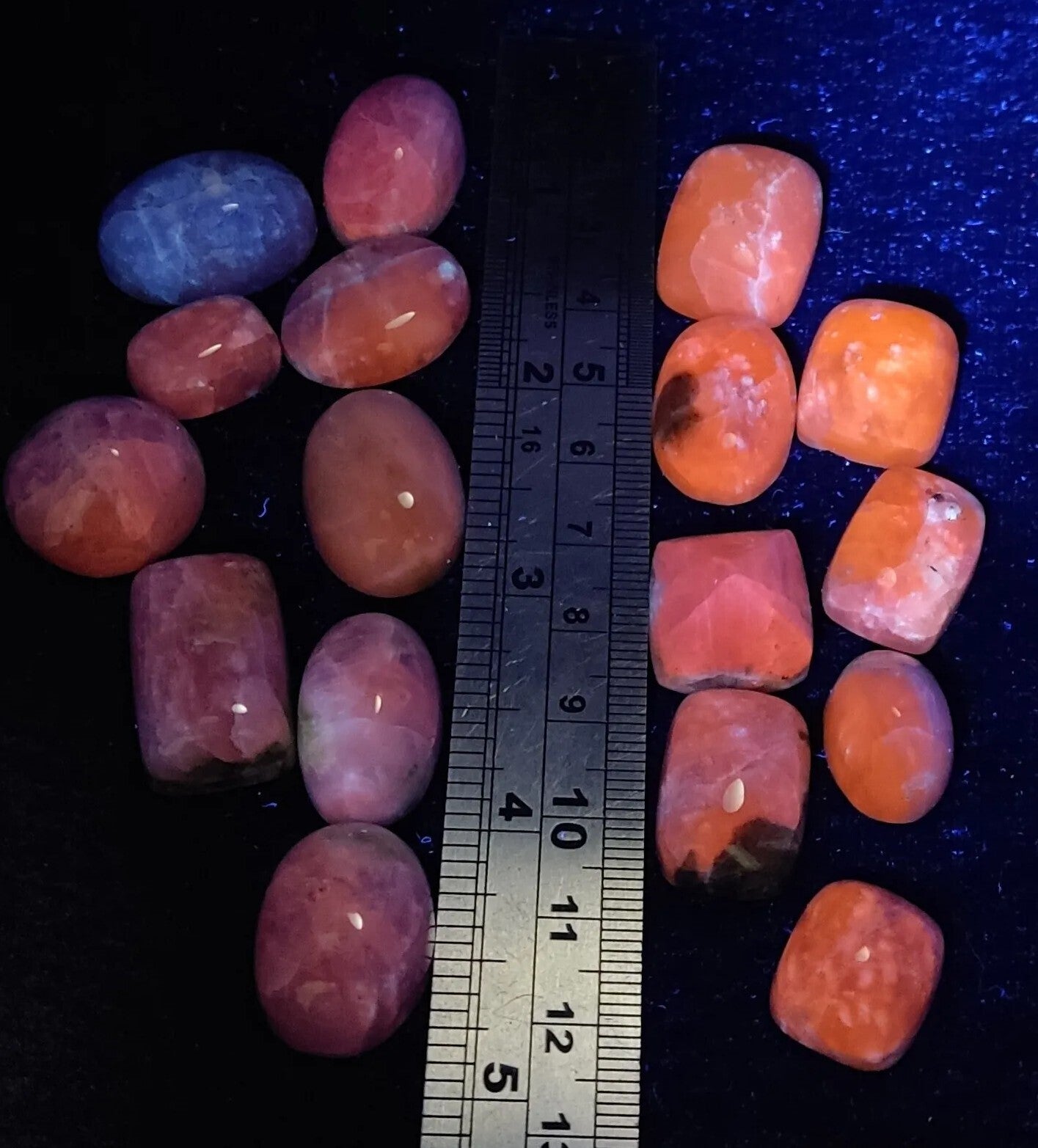 17 pieces Hackmanite cabochons  fluorescent collective weight 350 carats