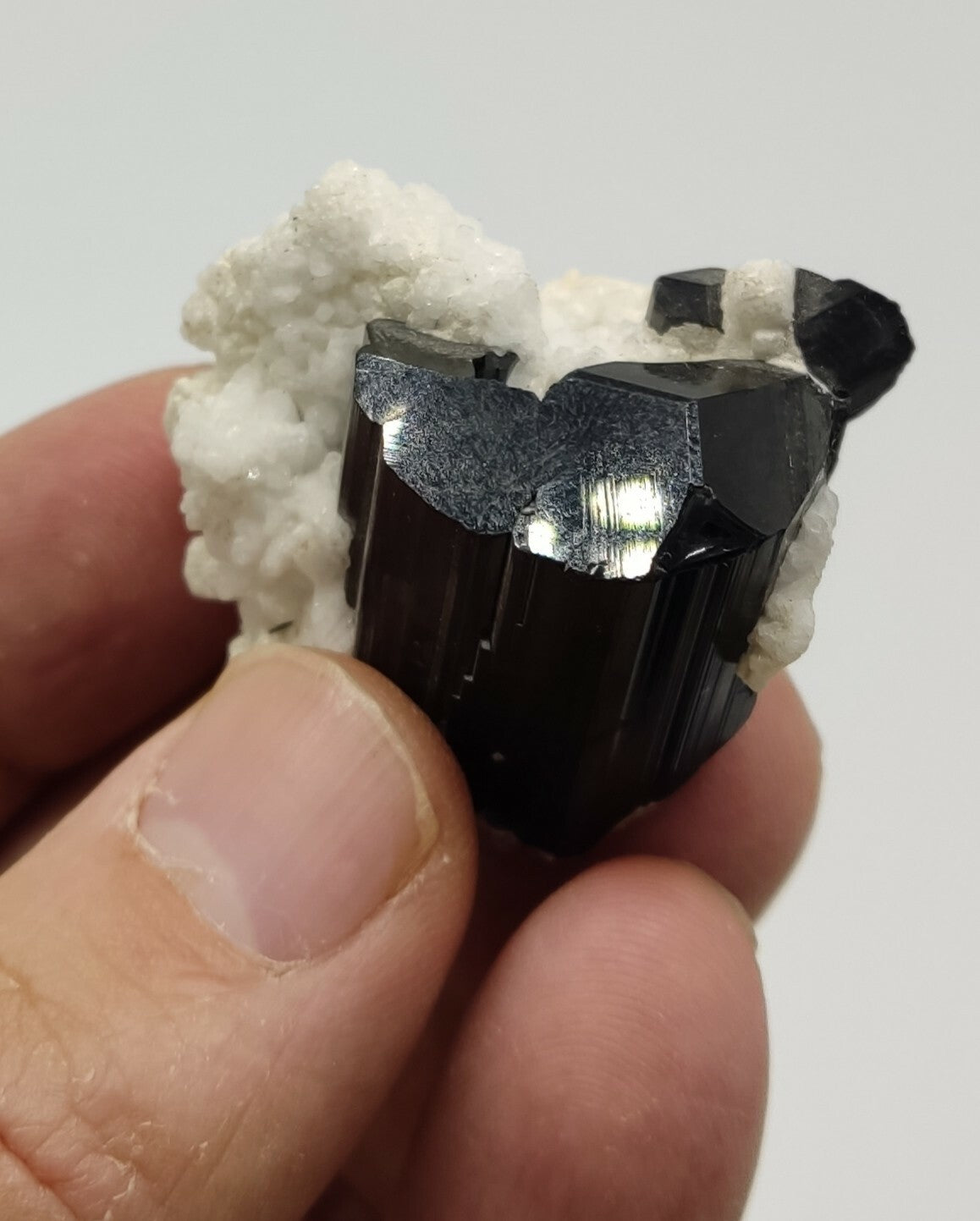 An Aesthetic Natural black Tourmaline specimen with albite 41 grams
