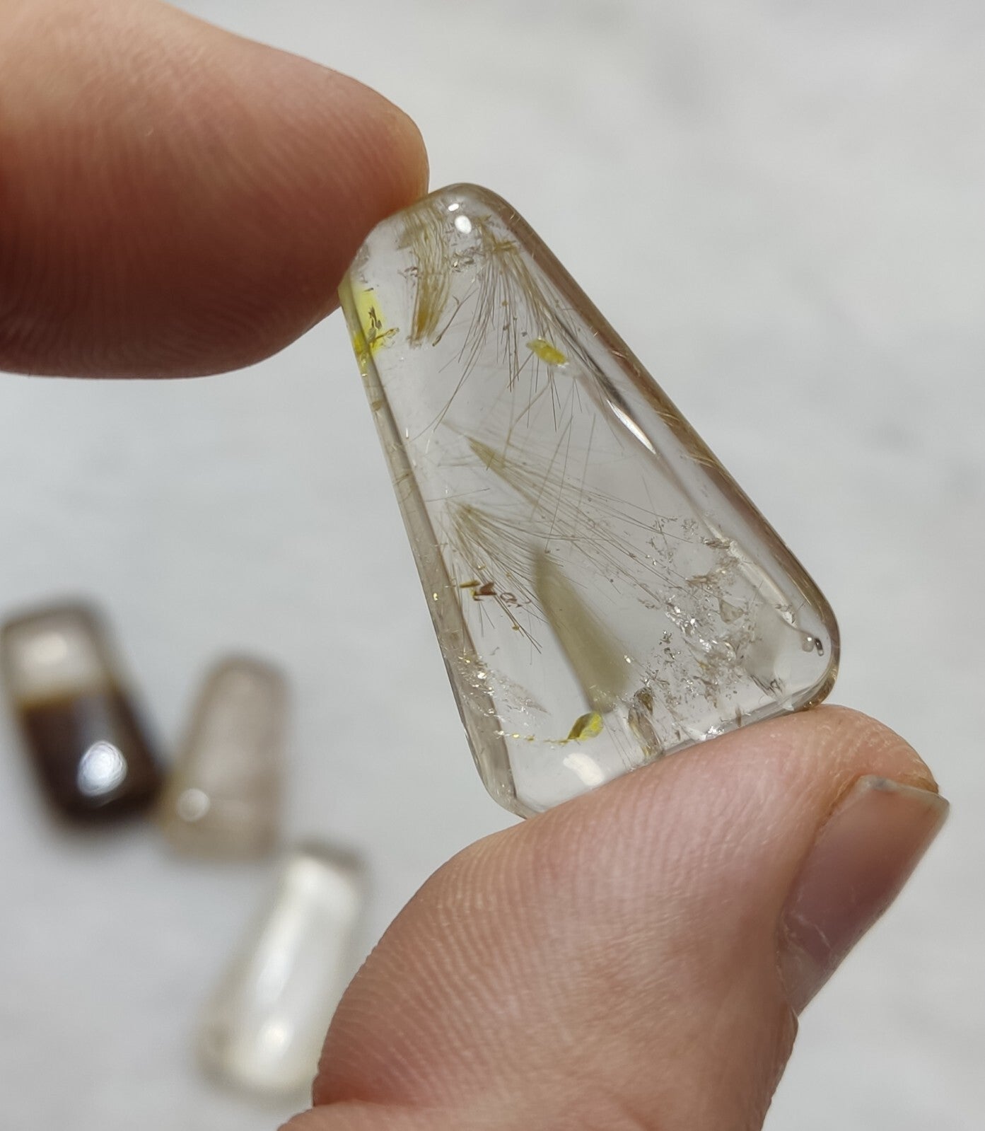 An amazing lot of Rutilated polished quartz tumbles 50 grams