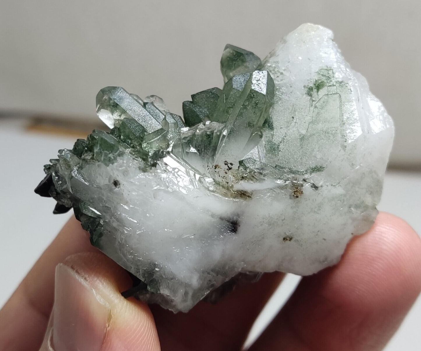 An Aesthetic Natural beautifully terminated Chlorite Quartz cluster 57 grams