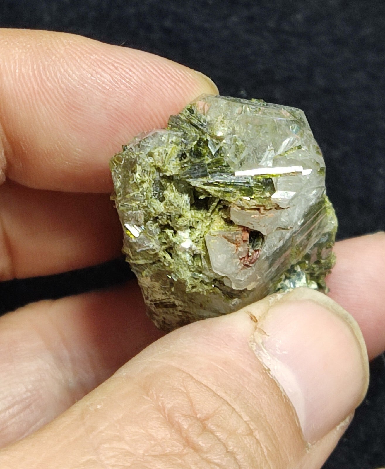 An aesthetic specimen of Epidote quartz cluster 30 grams