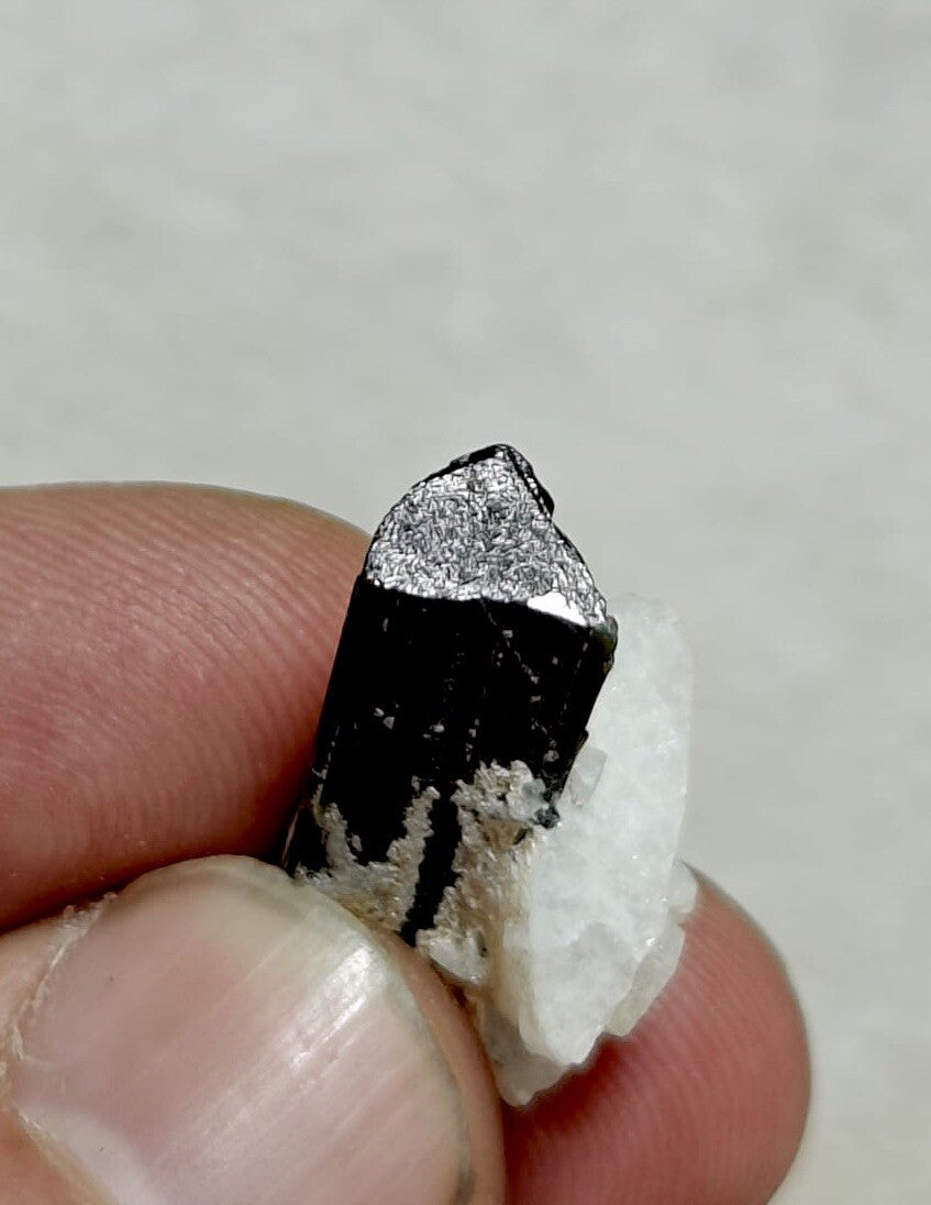 33 Carats Natural Green Cap Tourmaline Crystal With Albite.