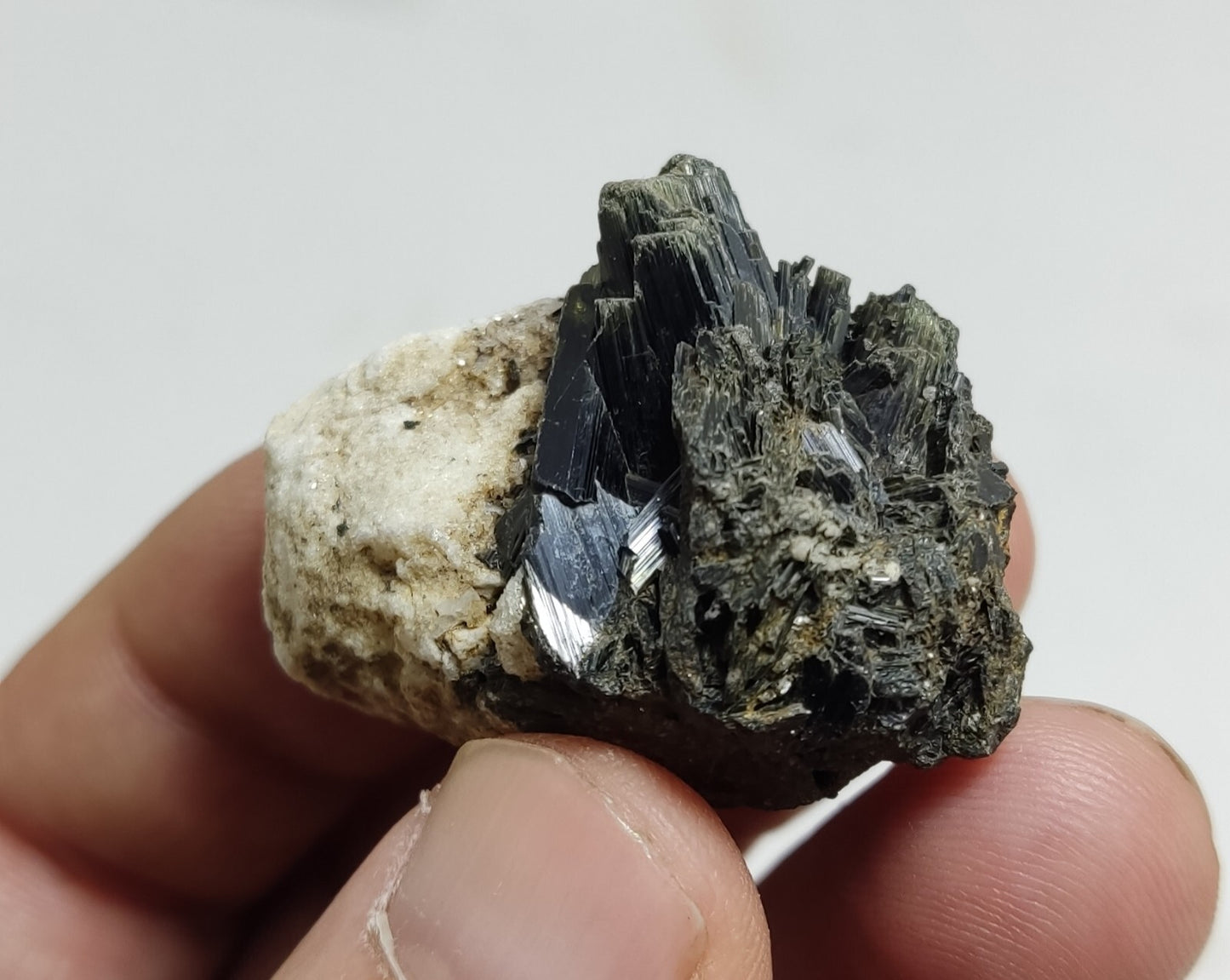 An aesthetic specimen of terminated aegirine crystals on matrix 25 grams