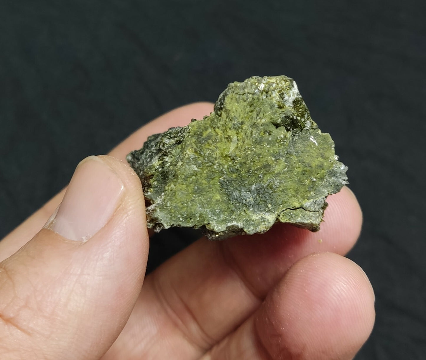 An aesthetic specimen of dark green color Epidote crystal spray 60 grams
