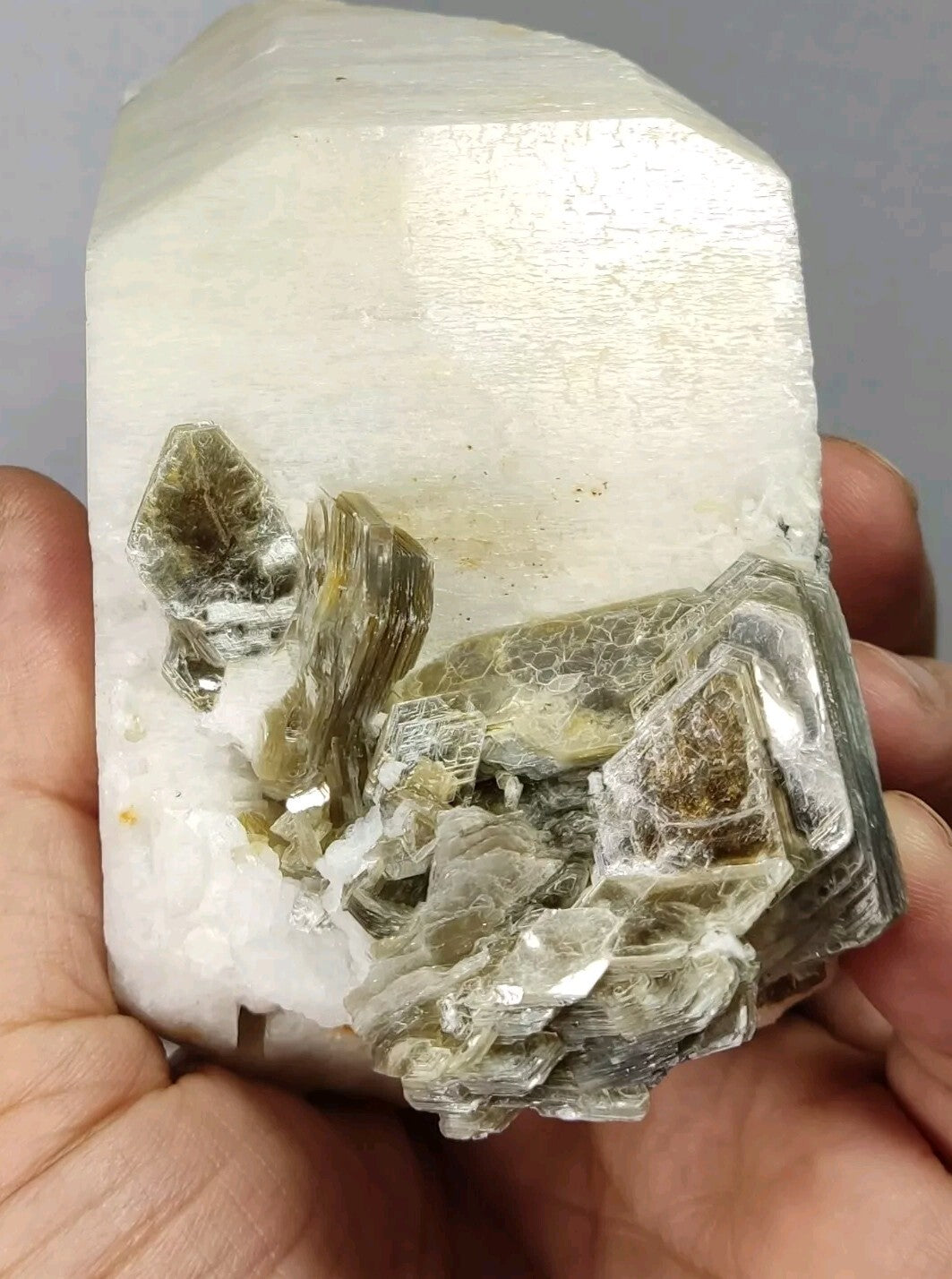 An aesthetic combo specimen of feldspar tourmaline muscovite apatite 735 grams