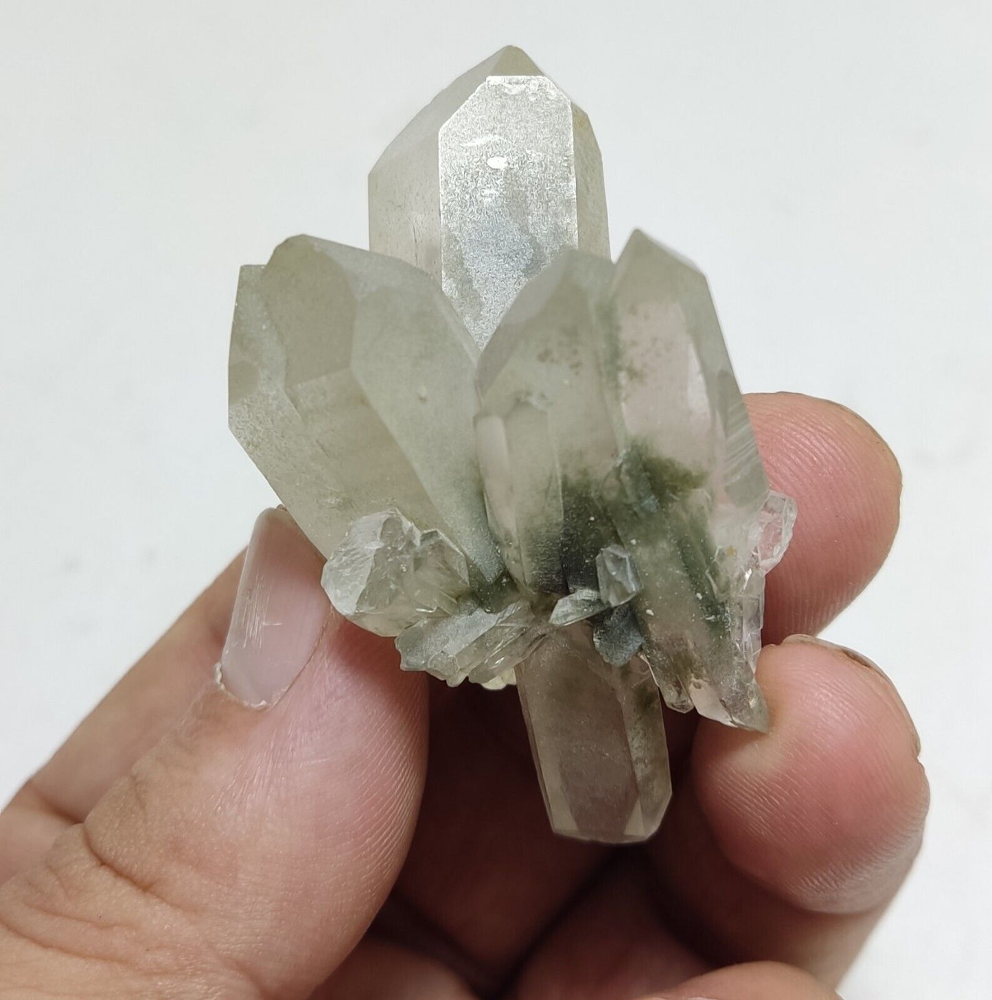 A very Aesthetic Natural beautifully terminated Chlorite Quartz cluster 42 grams