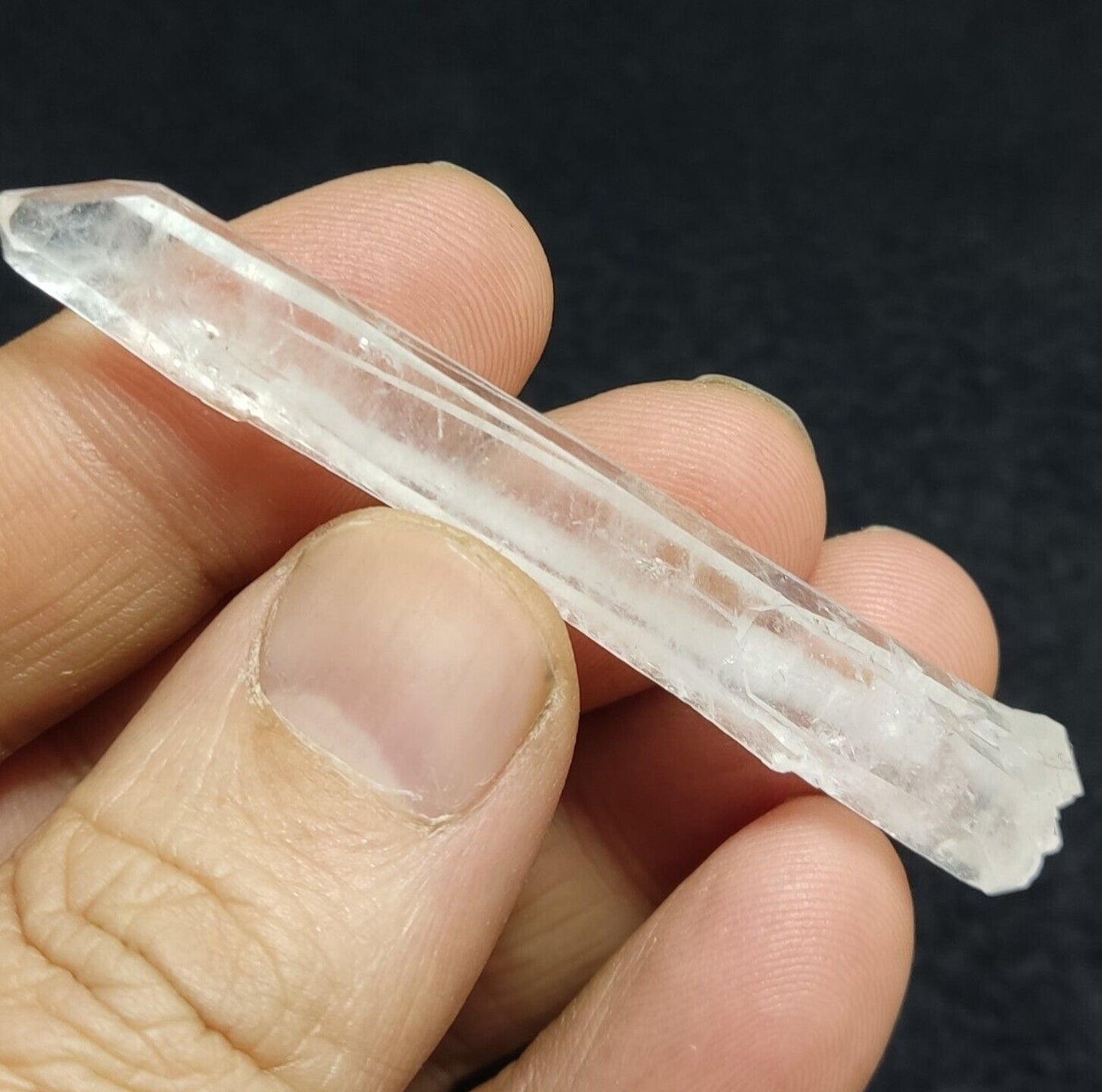 An Aesthetic elongated terminated specimen of Faden Quartz crystal 8 grams