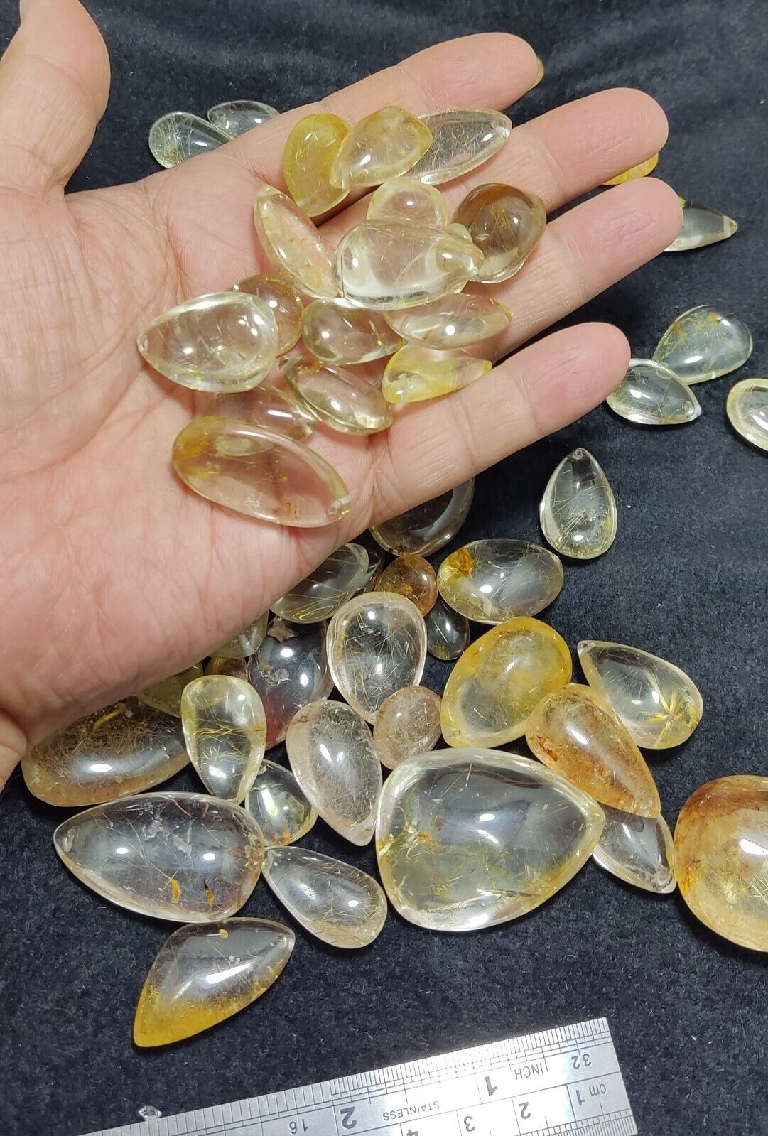 525 grams Rutilated polished quartz tumbles-cabochons
