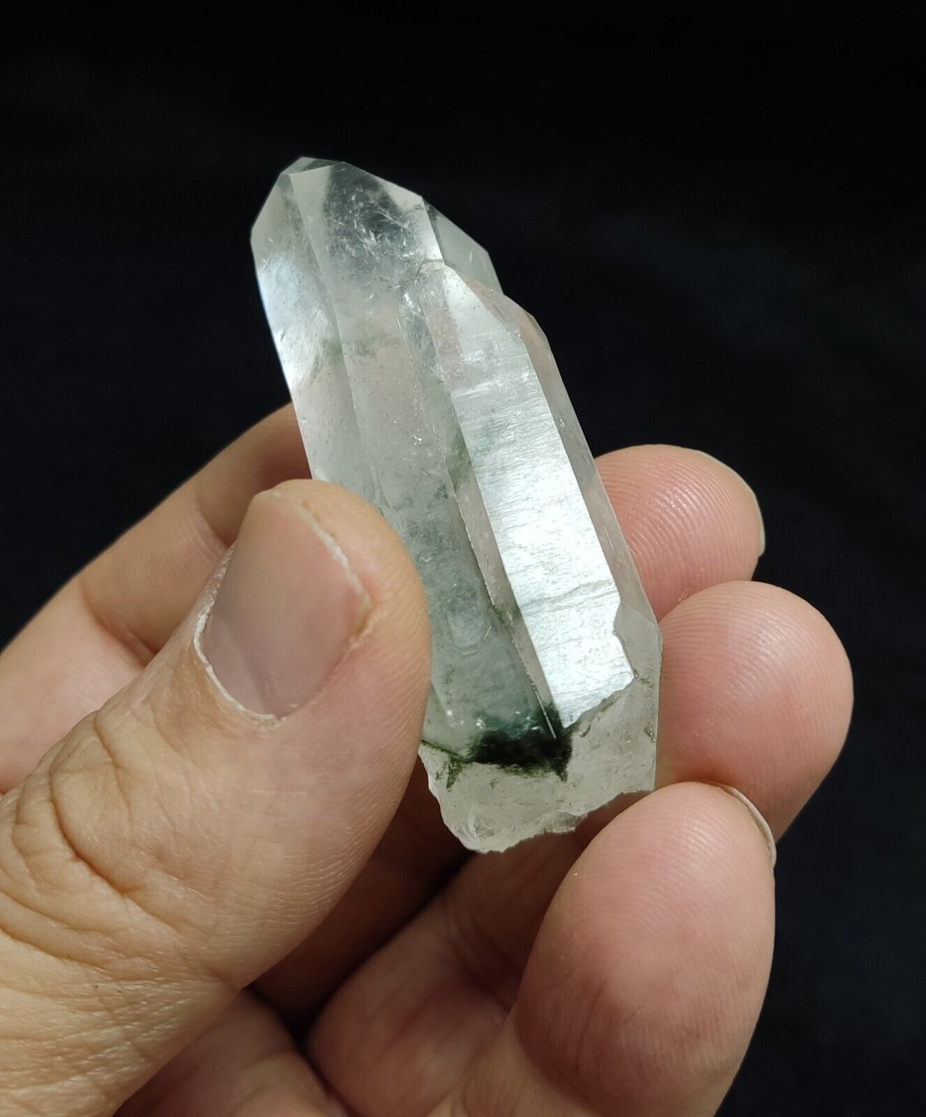 An Aesthetic Natural Quartz crystal with chlorite inclusions 49 grams