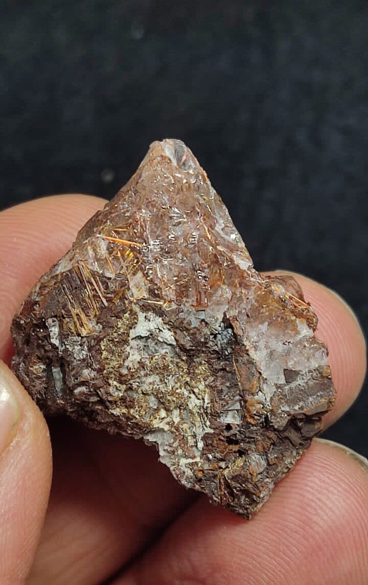 Natural Rutiles Quartz Siderite Specimen 9 Grams.