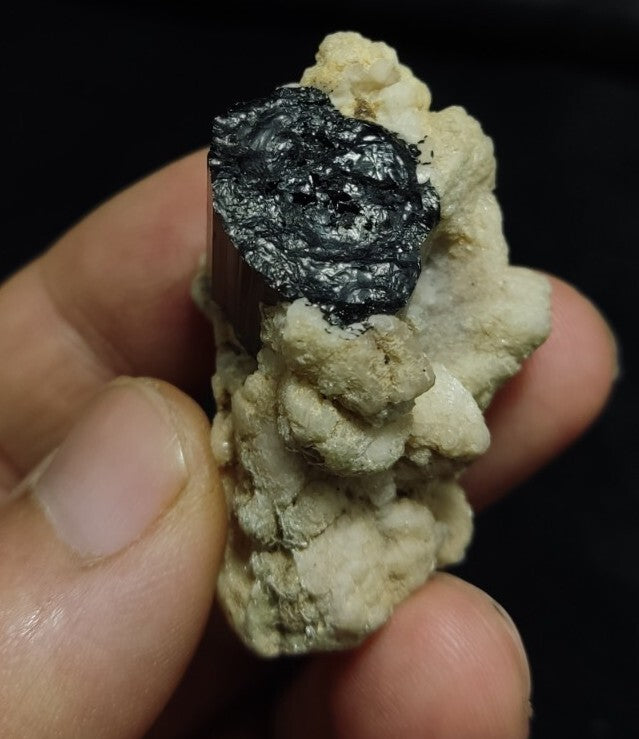 Natural Terminated Black Tourmaline Crystal on Matrix 35 grams