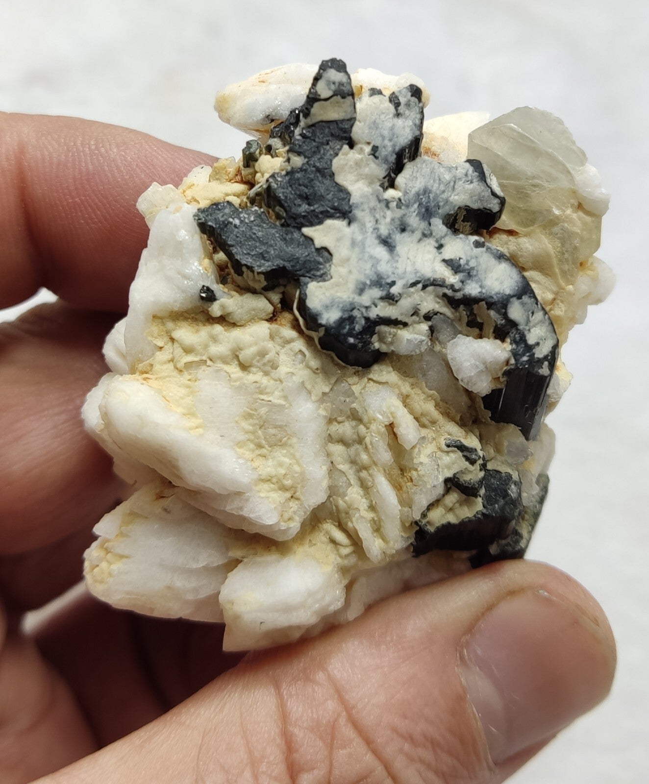 An Aesthetic Natural black Tourmaline specimen with albite 90 grams