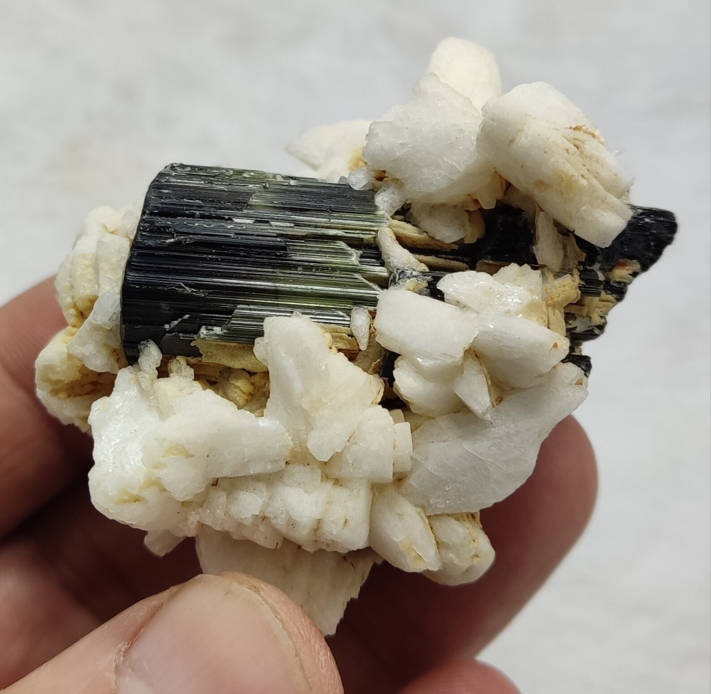 An Aesthetic Natural black Tourmaline specimen with albite 90 grams