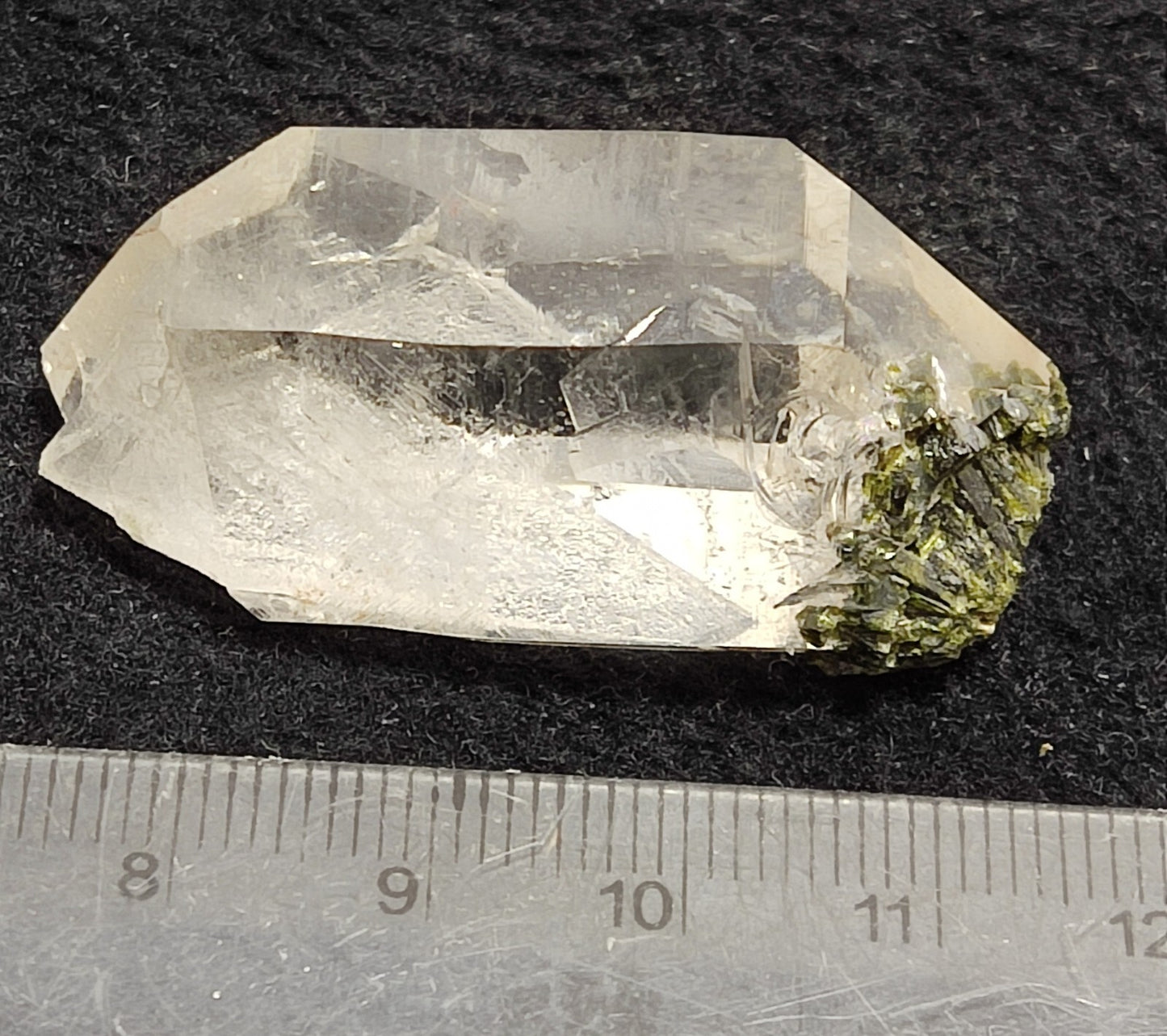 An aesthetic specimen of Epidote quartz cluster 24 grams