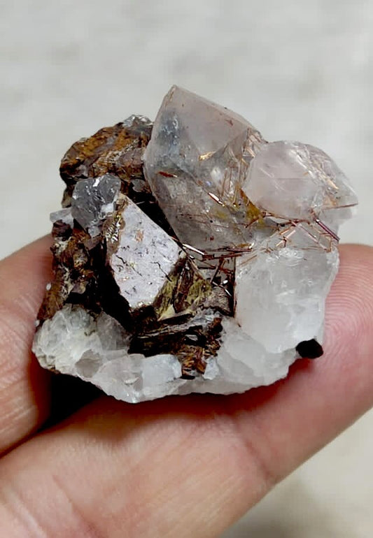 Natural Rutile Quartz Siderite Specimen 24 Grams.