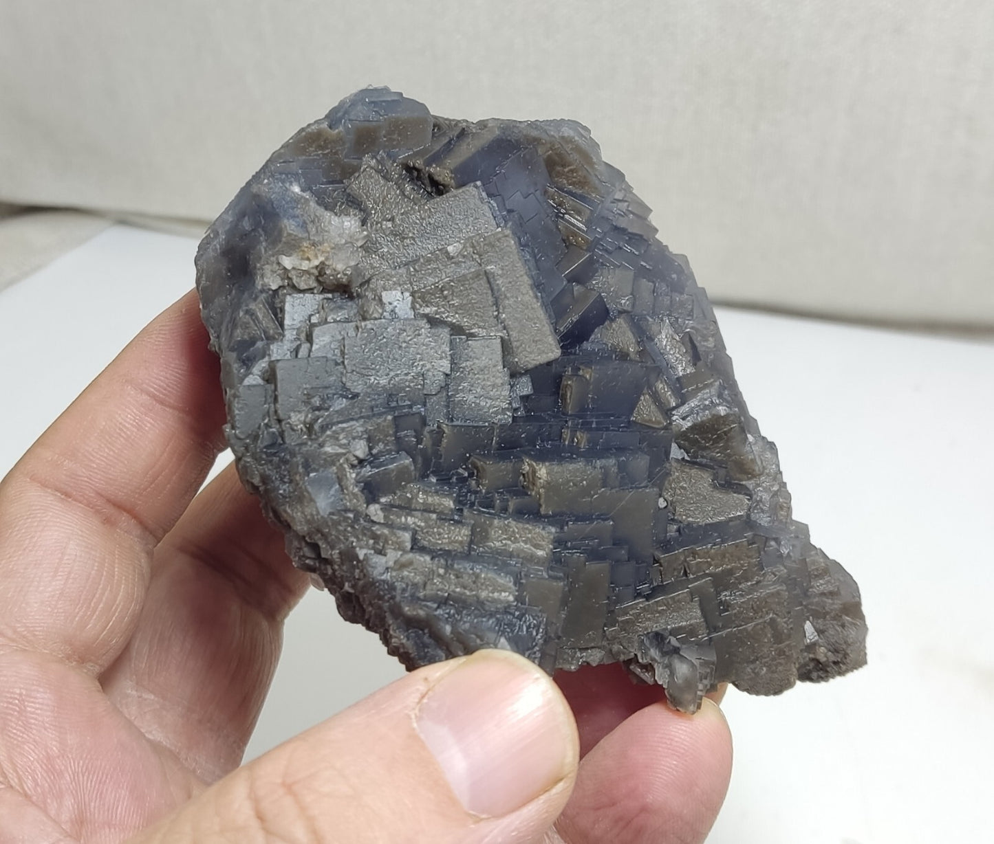 An amazing specimen of cubic dark bluish color Fluorite 495 grams