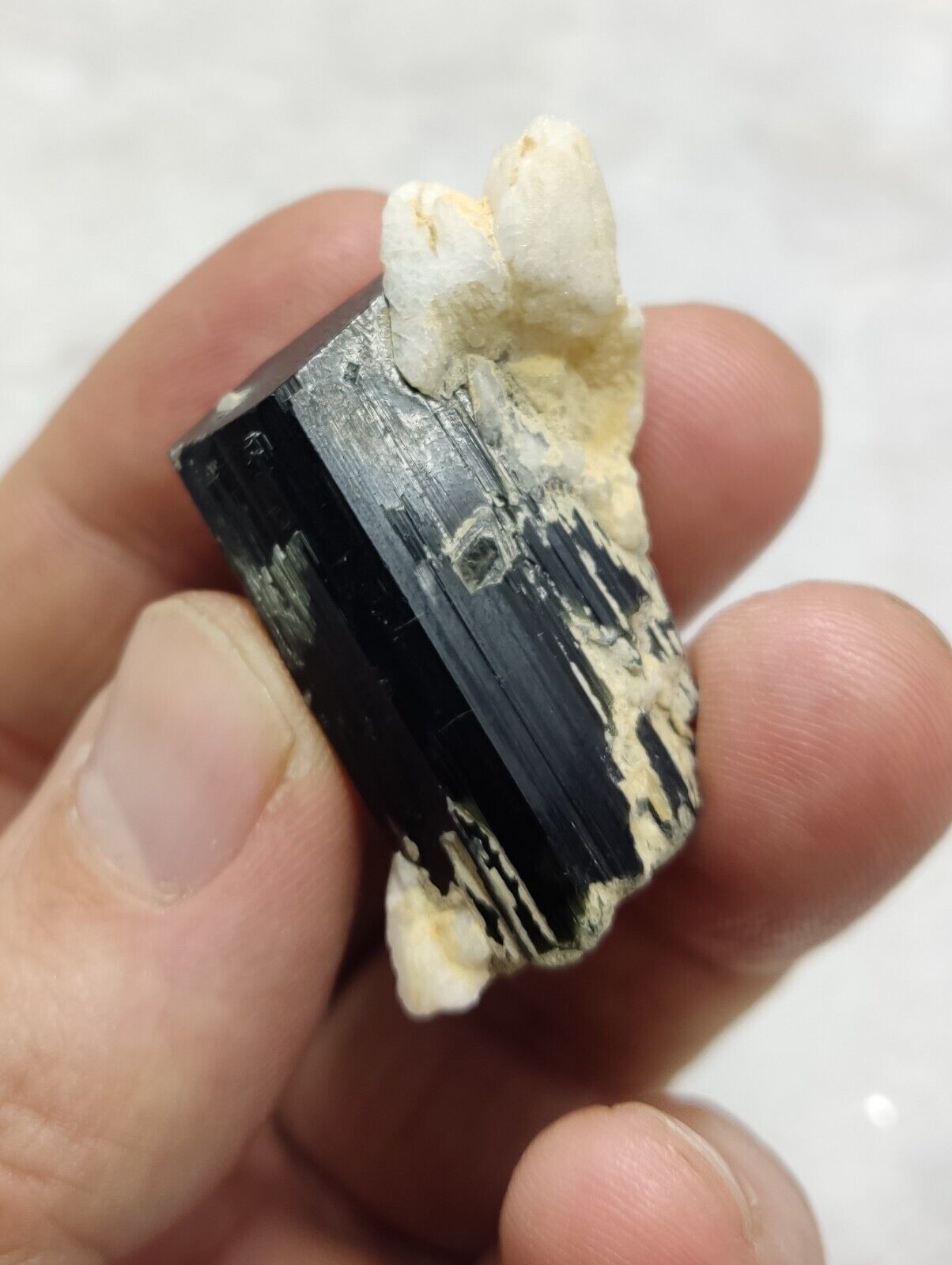 An Aesthetic Natural black Tourmaline specimen with albite 33 grams