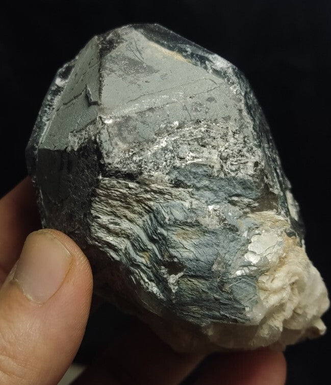 Natural Terminated Black Quartz with Light Blue Hues 277 grams