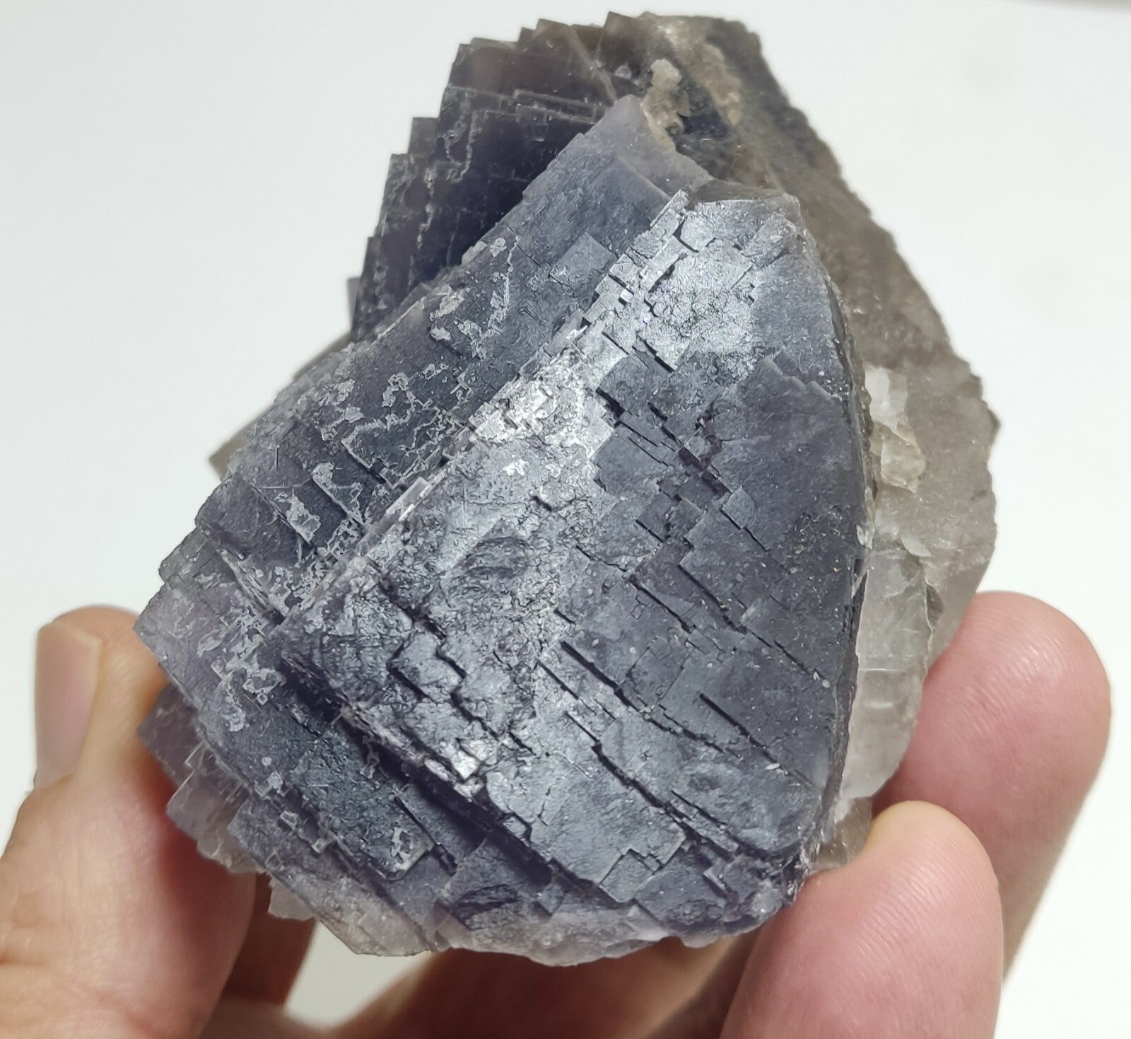 An amazing specimen of cubic dark purplish color Fluorite 433 grams