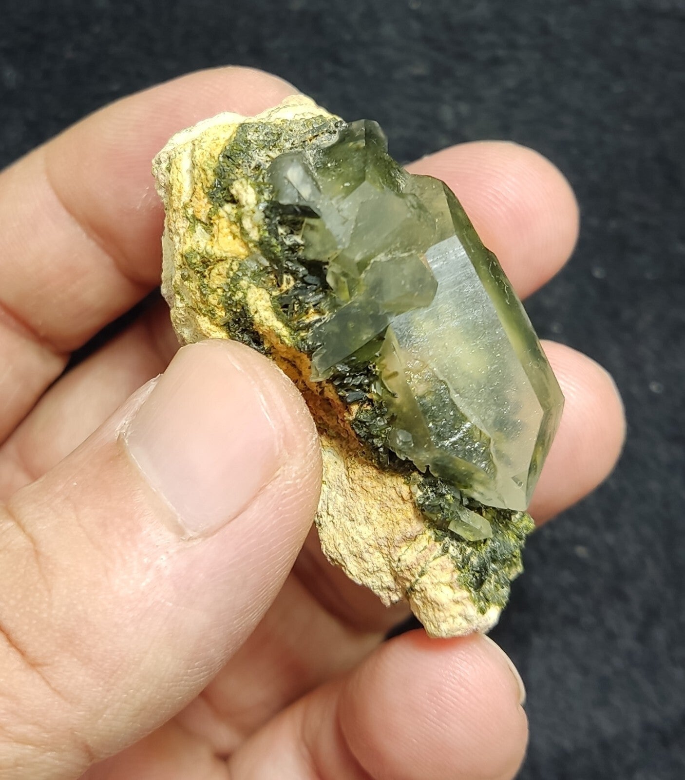 An Aesthetic terminated epidote Quartz specimen 42 grams