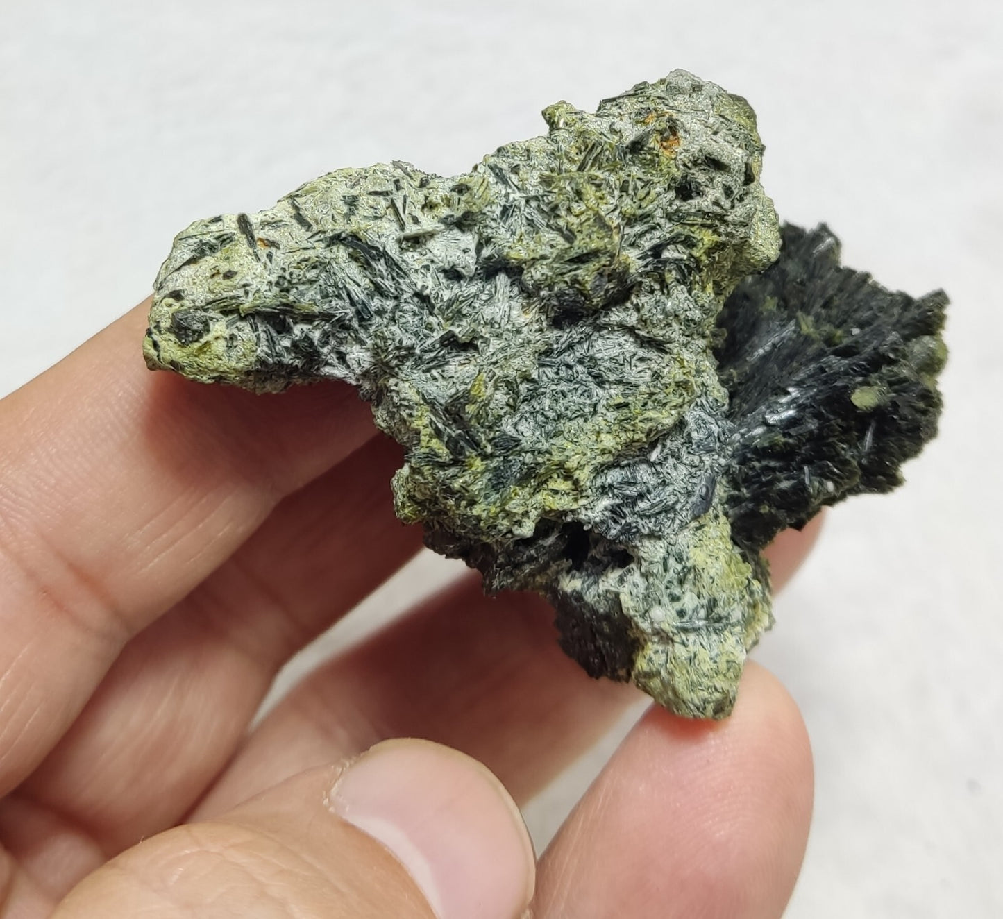 An aesthetic specimen of epidote crystal spray type 66 grams