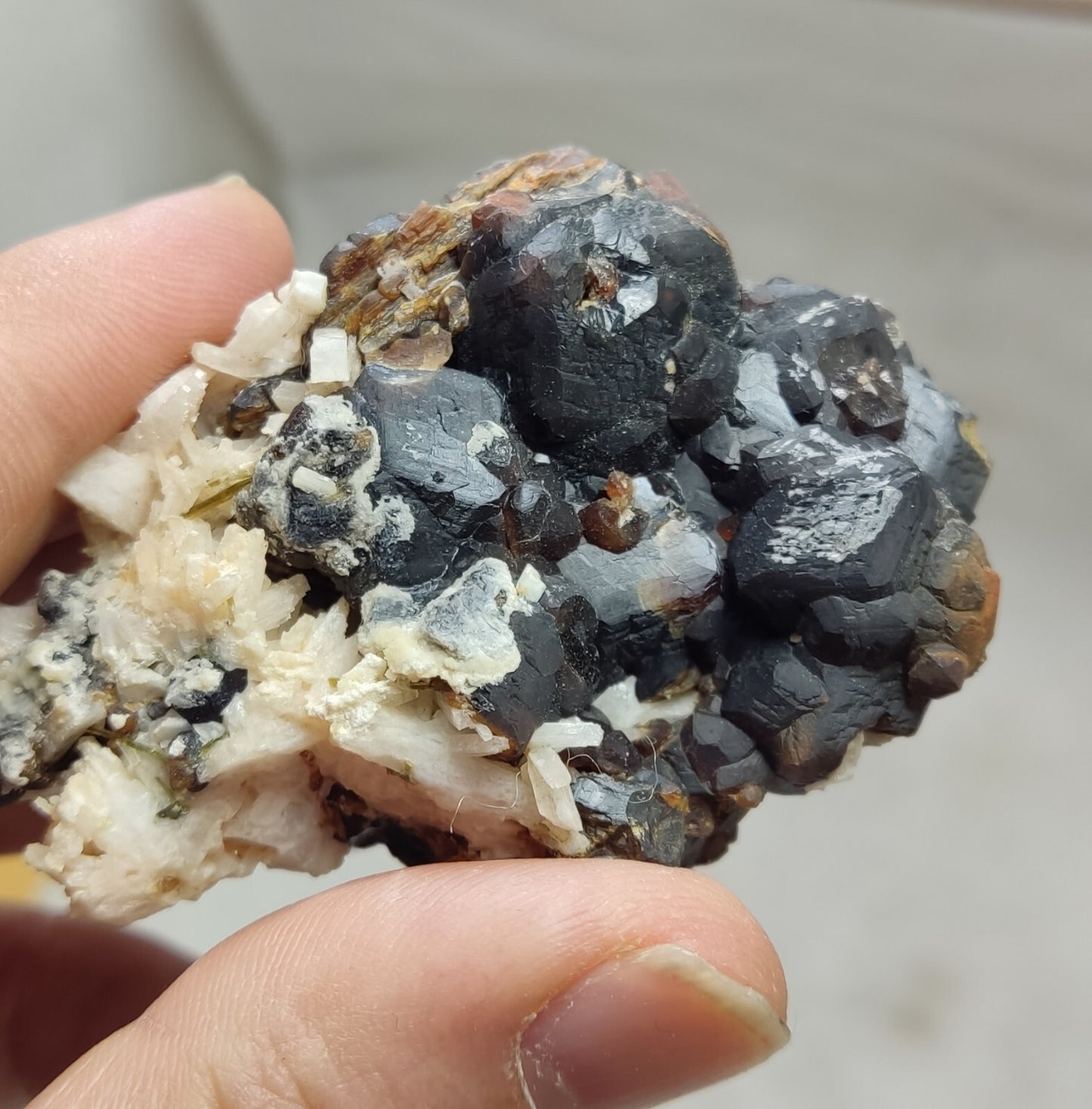 An Aesthetic specimen of andradite garnets on matrix 120 grams