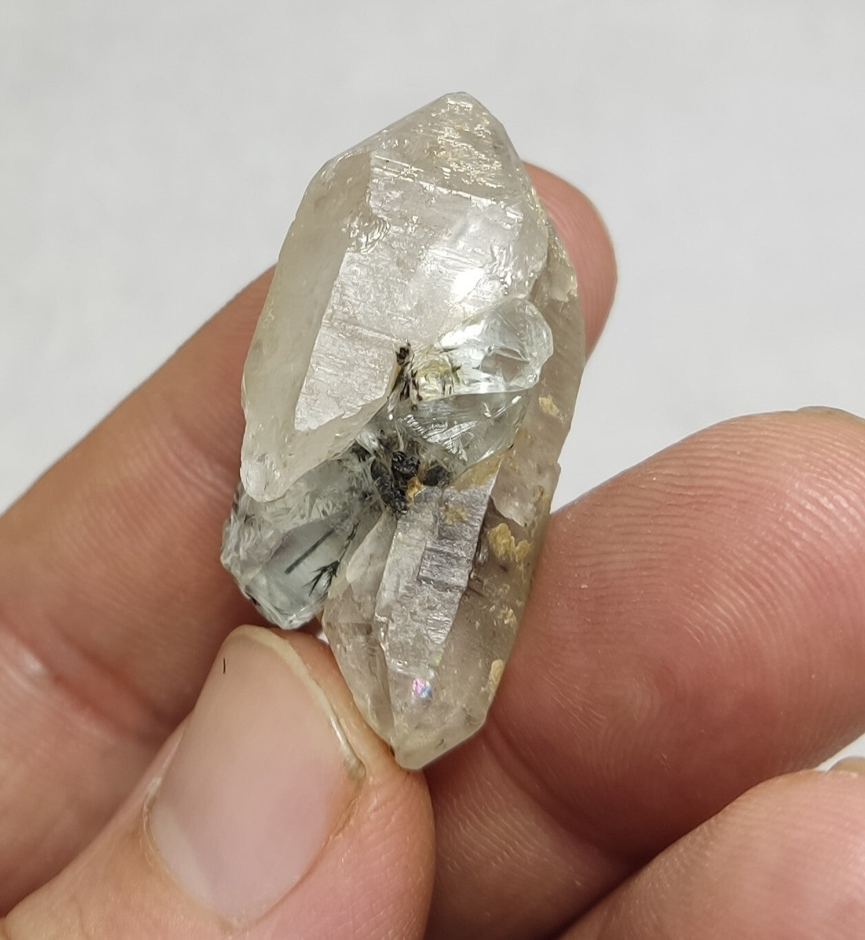 An Aesthetic Naturally terminated specimen of quartz and aquamarine 15 grams