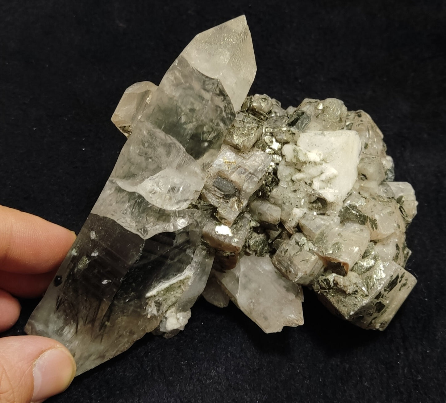 An Aesthetic specimen of quartz with Calcite and other minerals 679 grams
