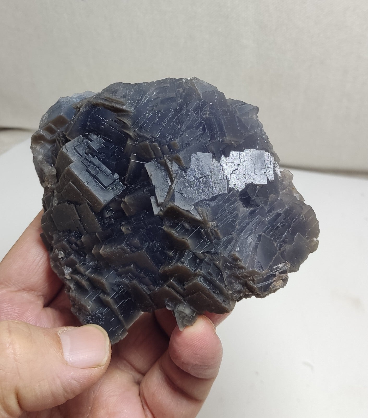 An amazing specimen of cubic dark bluish color Fluorite 495 grams