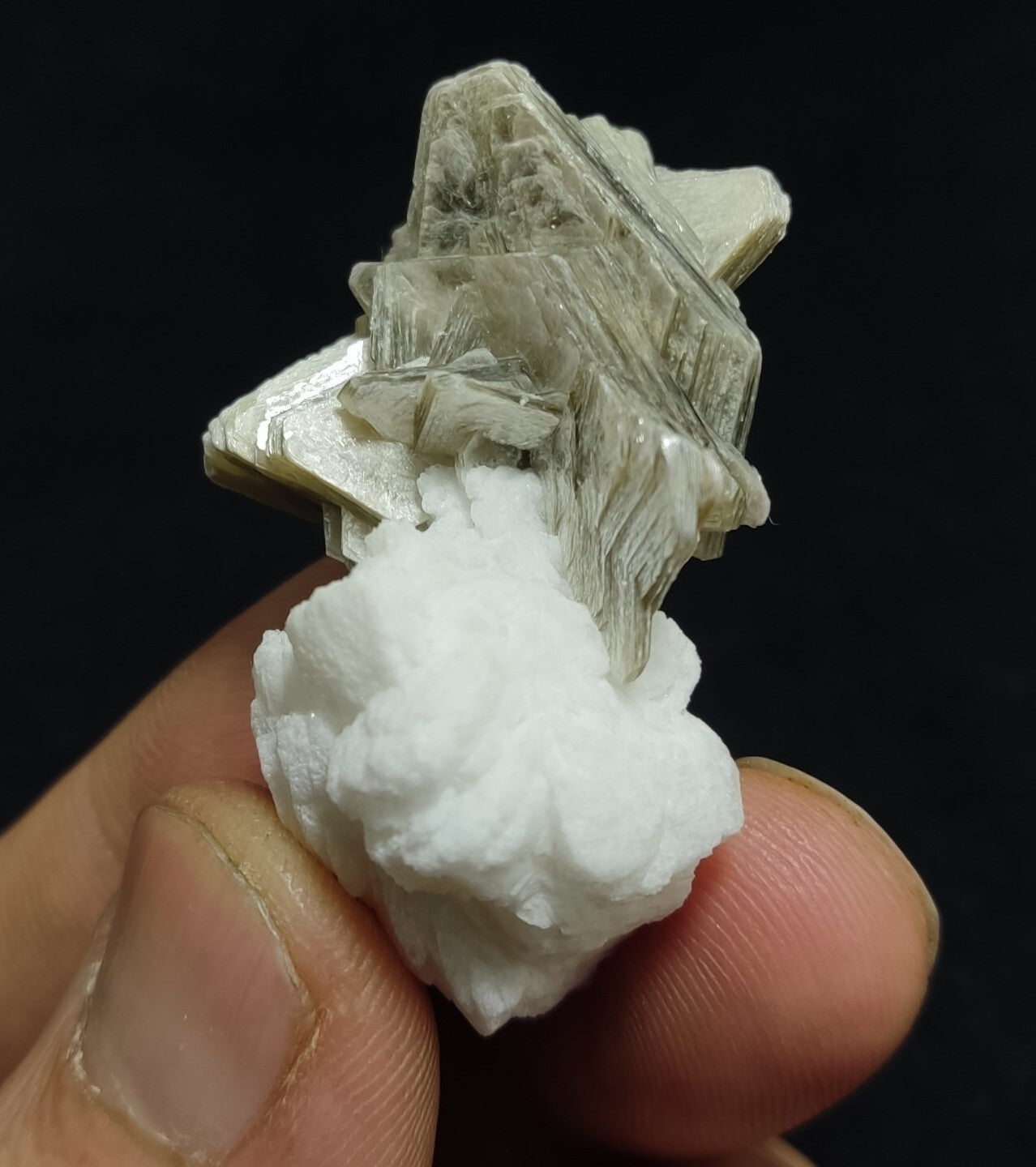 Muscovite specimen with Albite and black tourmaline 16 grams