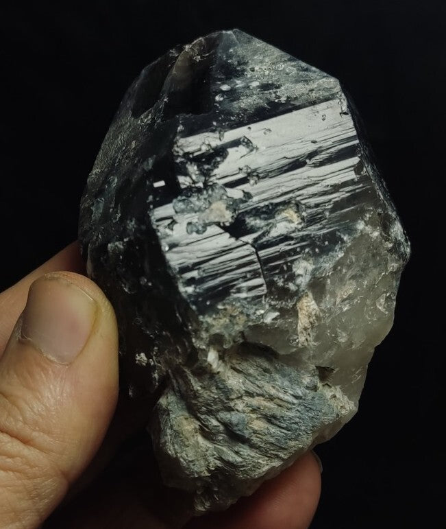 Natural Terminated Black Quartz with Light Blue Hues 277 grams