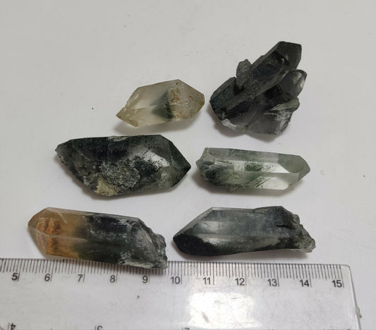 An Aesthetic collection of 6 terminated Chlorite Quartz crystals 83 grams