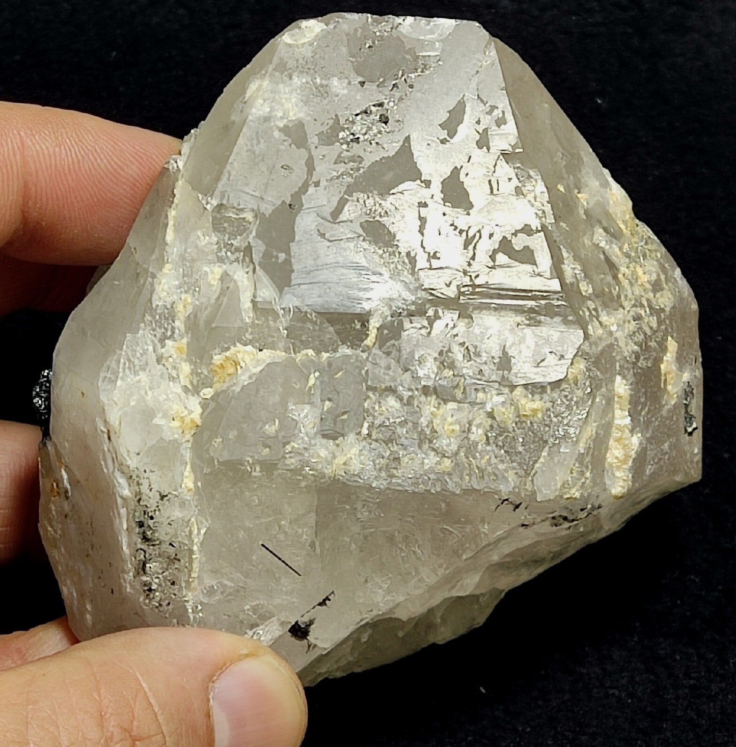 Natural quartz crystals cluster with black tourmaline 469 grams