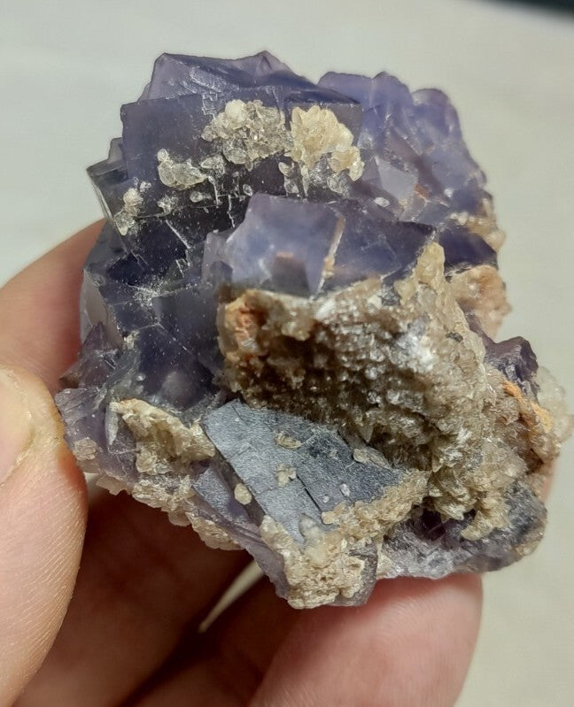Natural Purple Fluorite with Calcite 124 grams