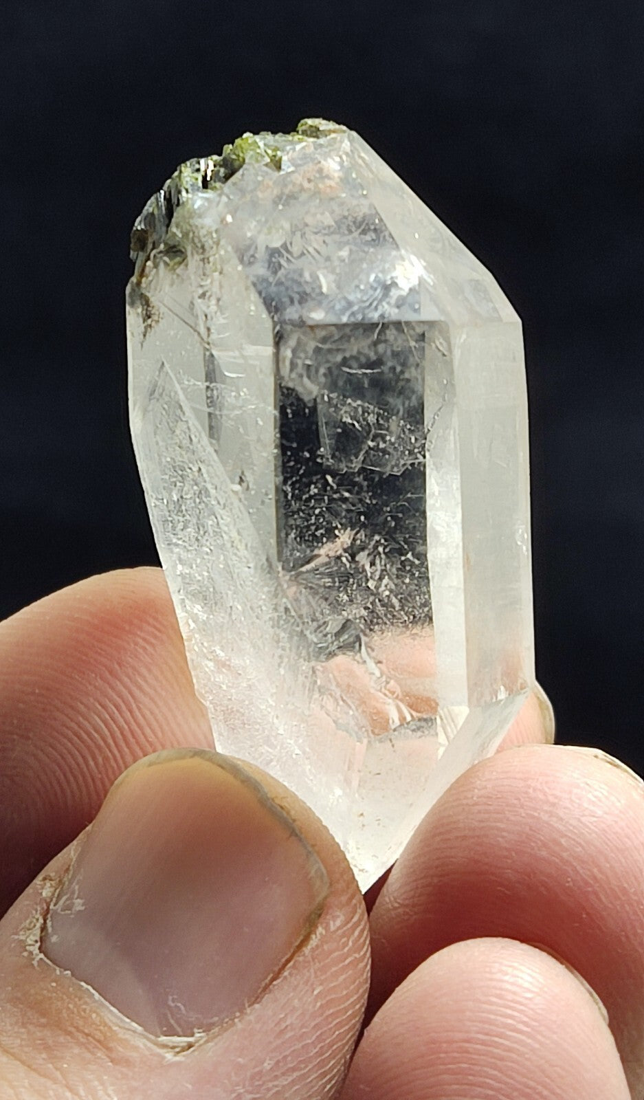 An aesthetic specimen of Epidote quartz cluster 24 grams