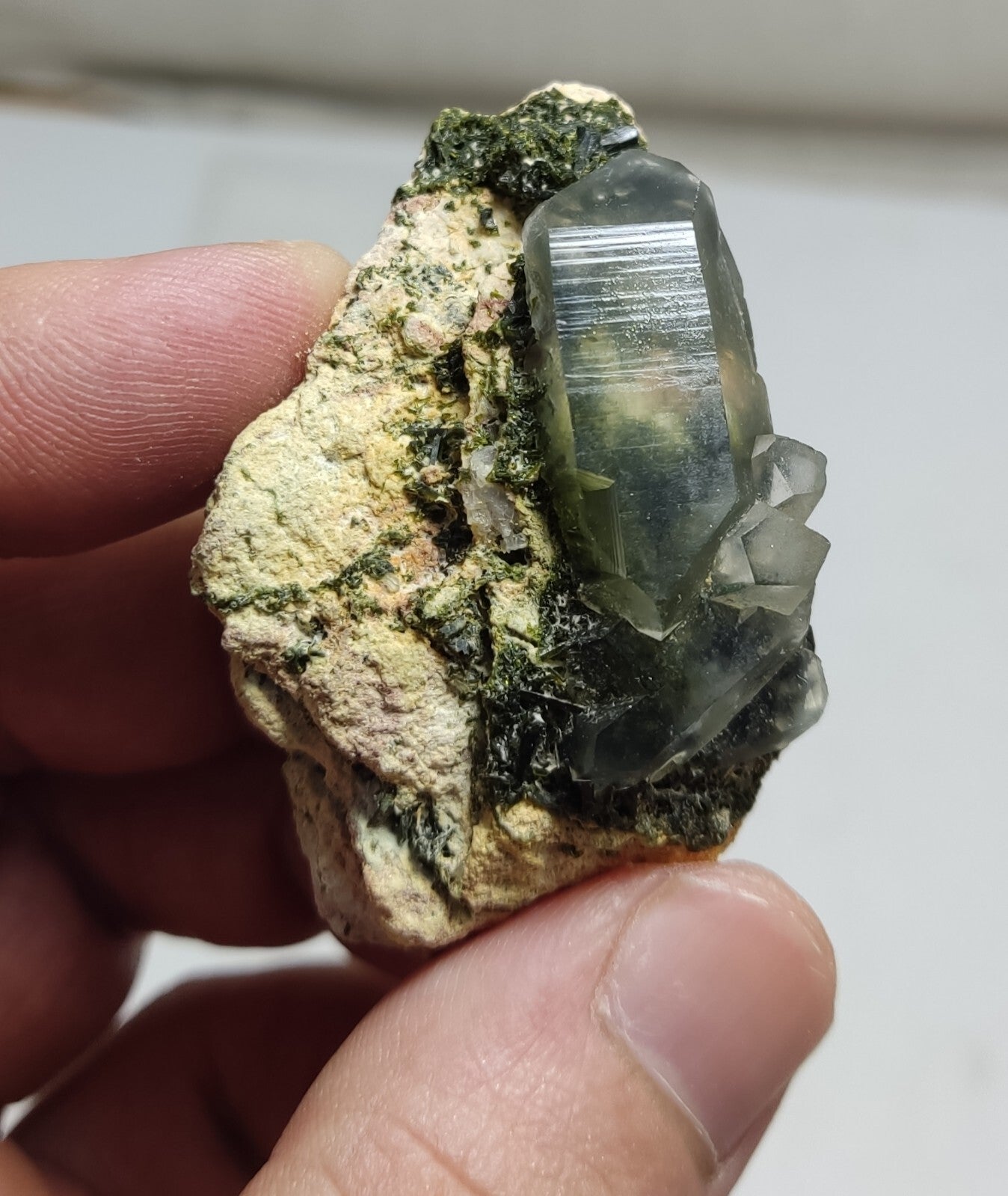 An Aesthetic terminated epidote Quartz specimen 42 grams
