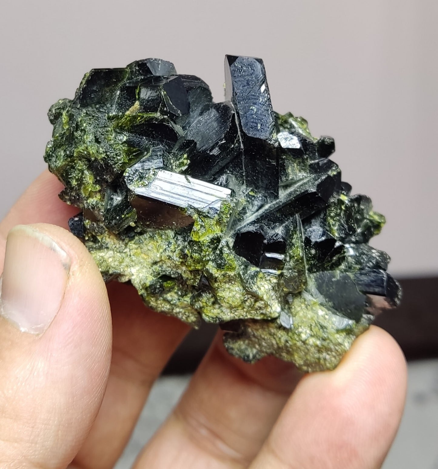 An Aesthetic Natural terminated epidote crystal specimen 92 grams