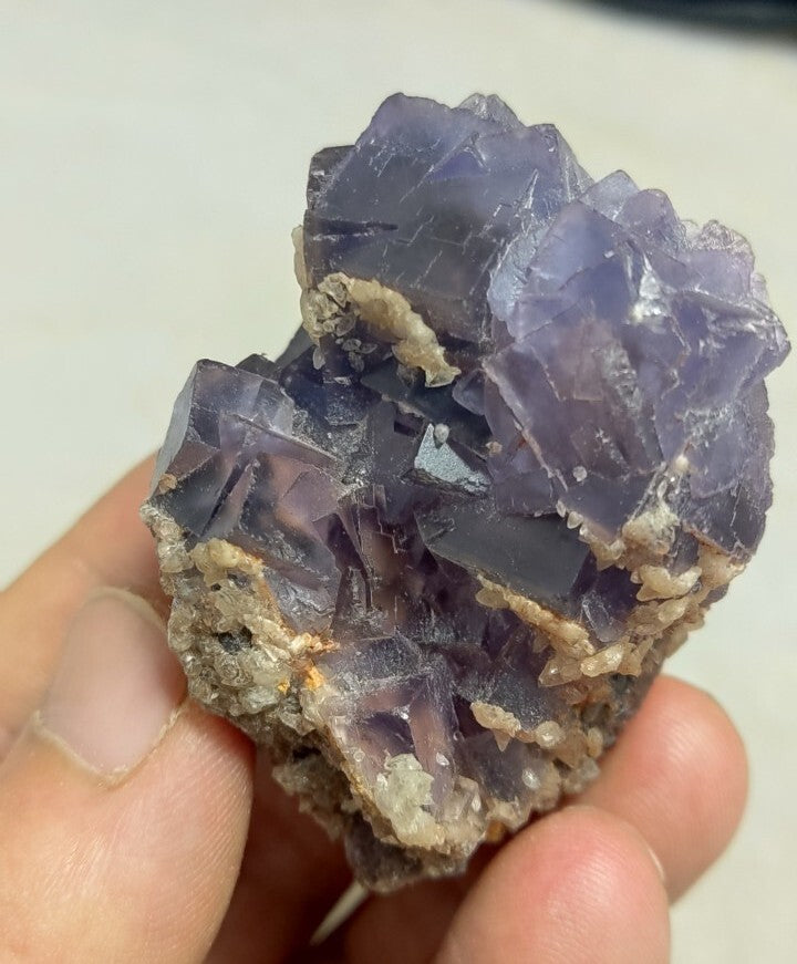 Natural Purple Fluorite with Calcite 124 grams