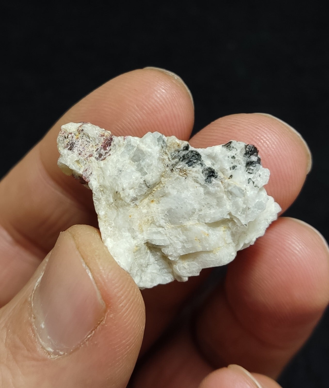 An aesthetic specimen of spessartine garnet on albite/feldspar 13 grams