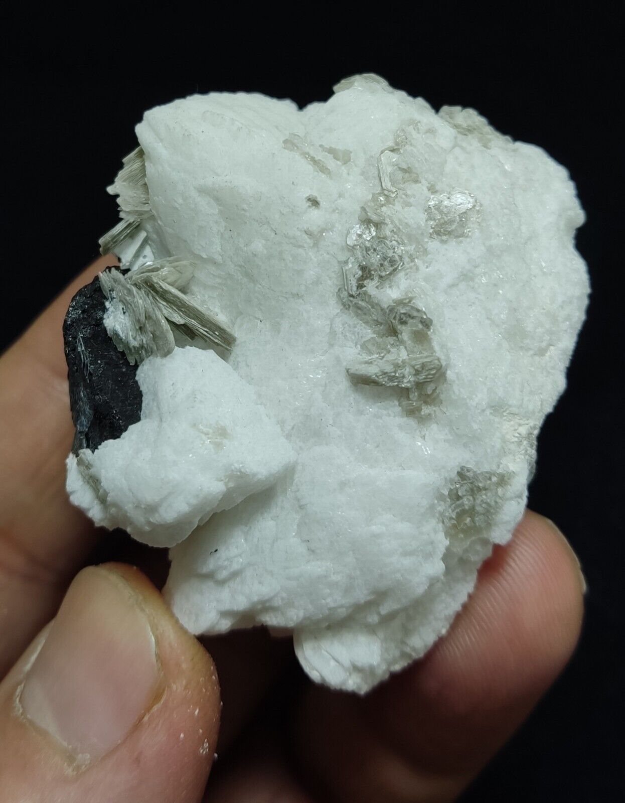 An Aesthetic combo specimen of feldspar, Tourmaline, muscovite 74 grams