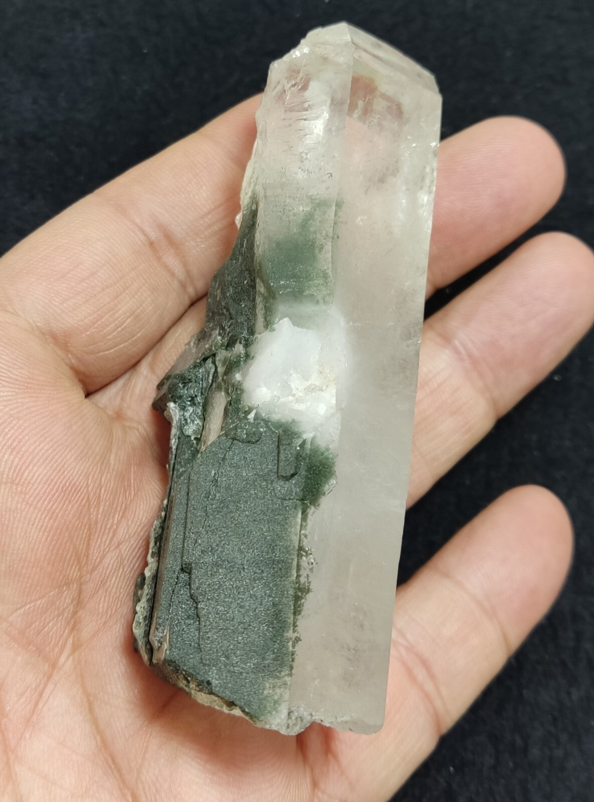 An Aesthetic specimen of chlorite included quartz crystal 134 grams
