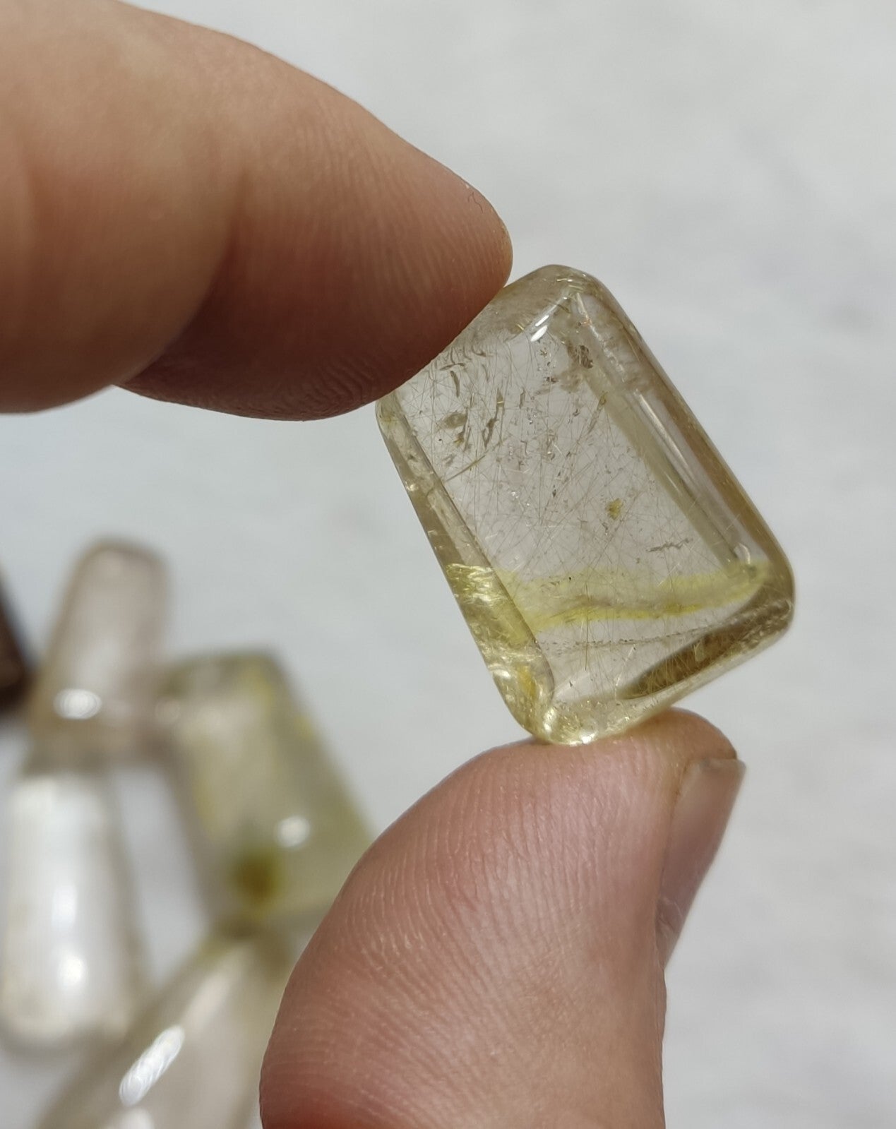 An amazing lot of Rutilated polished quartz tumbles 50 grams