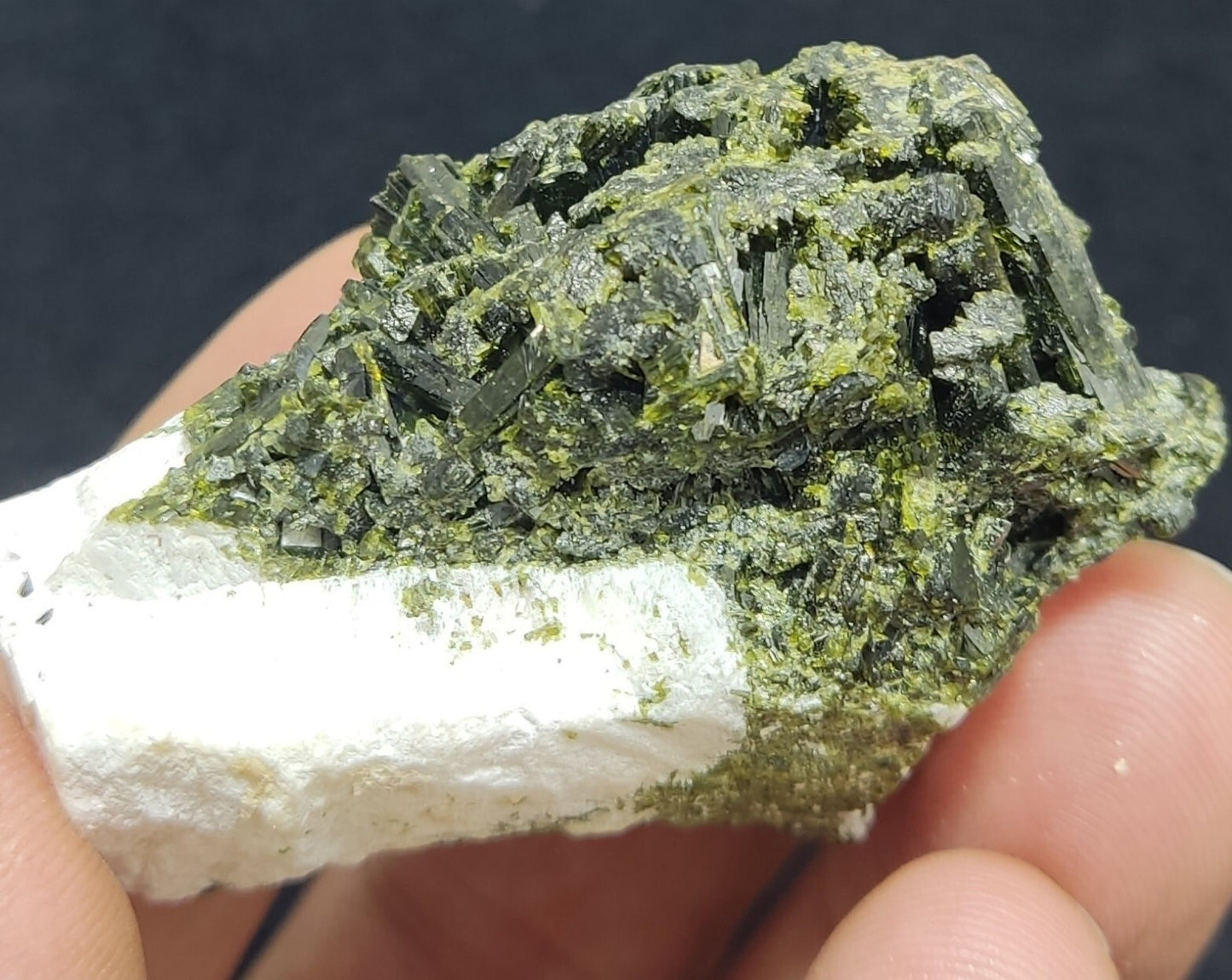 An Aesthetic specimen of epidote in matrix with andradite garnet 55 grams