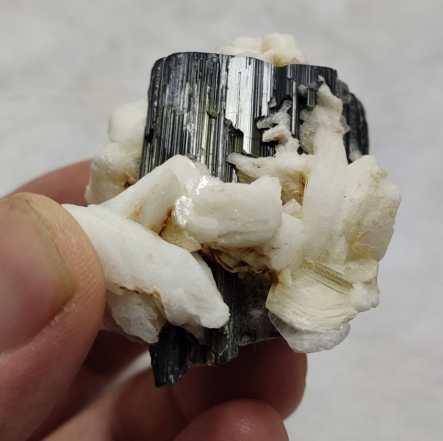 An Aesthetic Natural black Tourmaline specimen with albite 90 grams