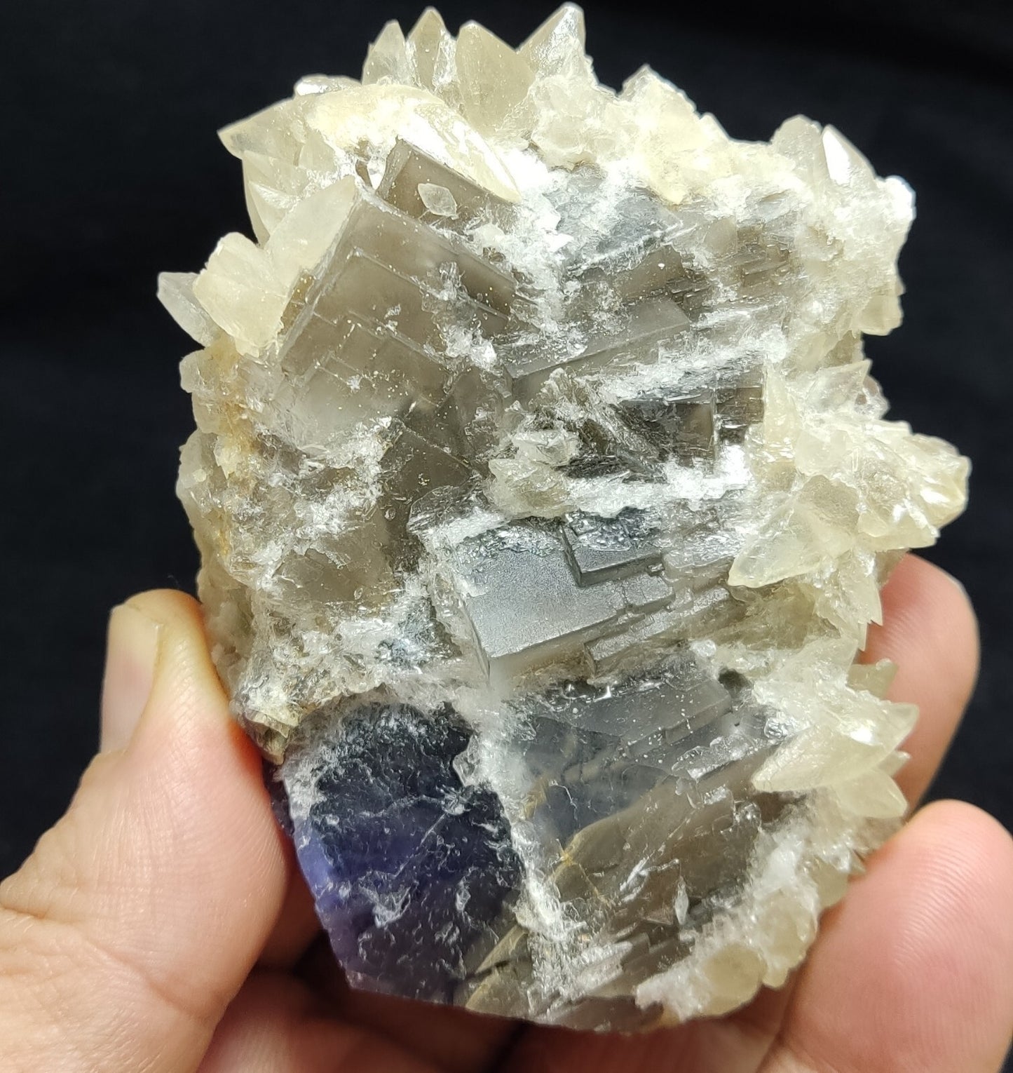 An Aesthetic Naturally terminated specimen of dogtooth calcite with fluorite 199 grams