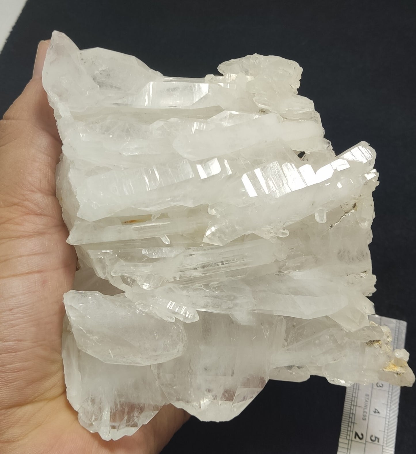 An aesthetic specimen of terminated faden Quartz crystals cluster 618 grams