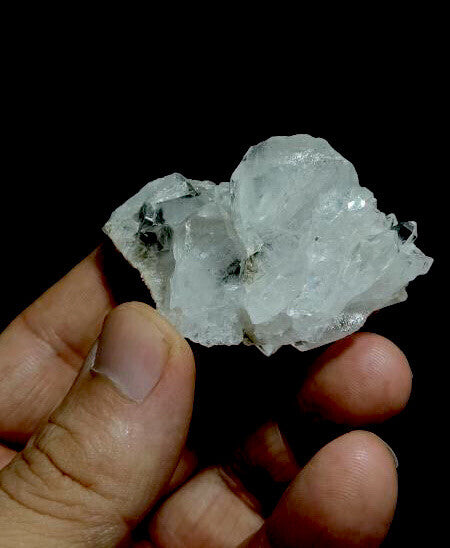 Natural quartz Clusters With Brookite Inclusions . Black Color Brookites .