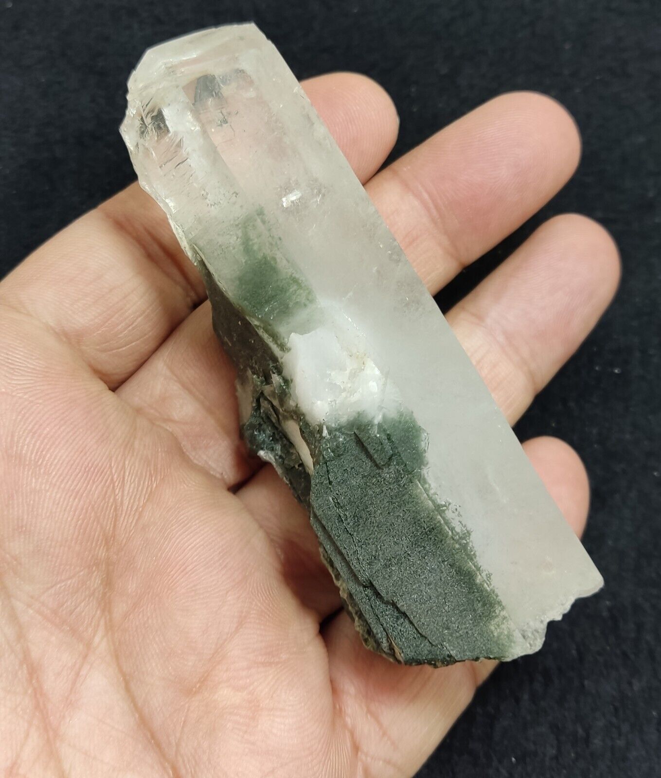 An Aesthetic specimen of chlorite included quartz crystal 134 grams